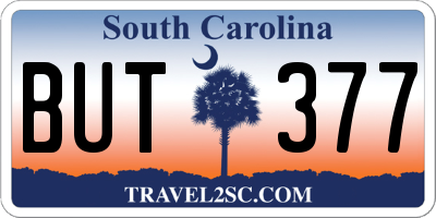 SC license plate BUT377