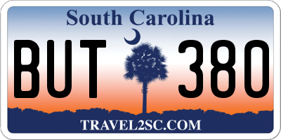 SC license plate BUT380