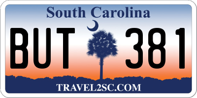 SC license plate BUT381