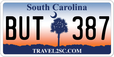 SC license plate BUT387