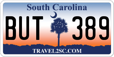 SC license plate BUT389
