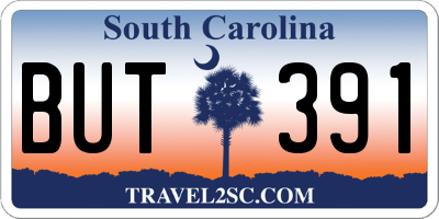 SC license plate BUT391