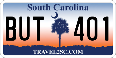 SC license plate BUT401