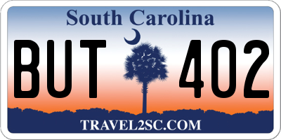 SC license plate BUT402