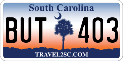 SC license plate BUT403