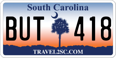 SC license plate BUT418