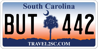 SC license plate BUT442