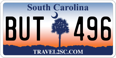 SC license plate BUT496