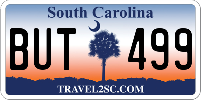 SC license plate BUT499