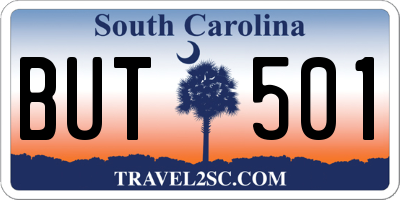 SC license plate BUT501