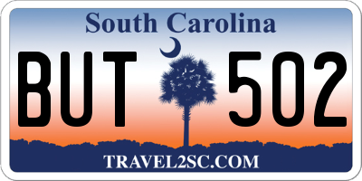 SC license plate BUT502