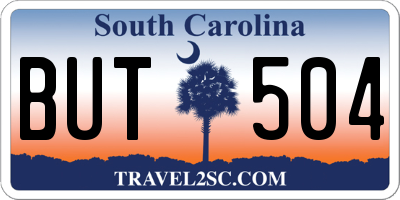 SC license plate BUT504