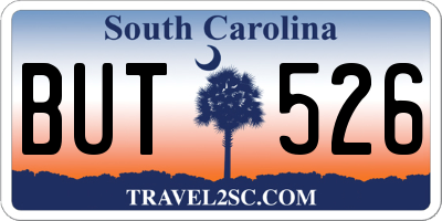 SC license plate BUT526