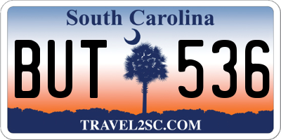SC license plate BUT536
