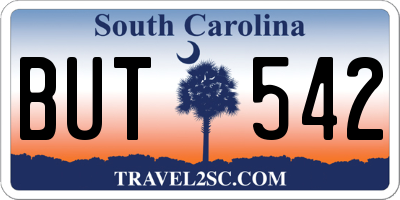 SC license plate BUT542