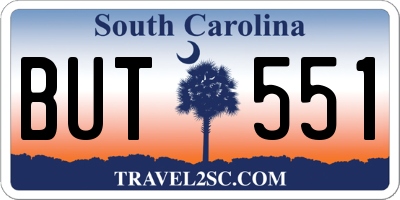 SC license plate BUT551