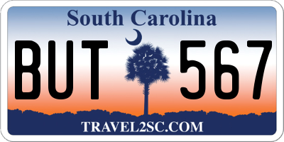 SC license plate BUT567