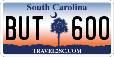 SC license plate BUT600