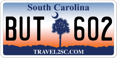 SC license plate BUT602