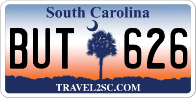 SC license plate BUT626