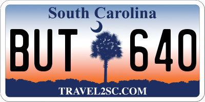 SC license plate BUT640