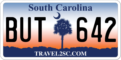 SC license plate BUT642
