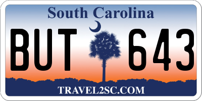 SC license plate BUT643