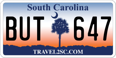 SC license plate BUT647