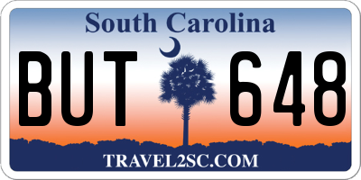 SC license plate BUT648