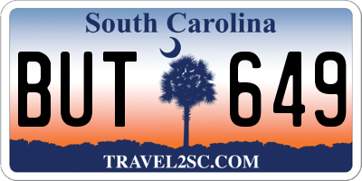 SC license plate BUT649