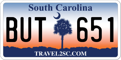 SC license plate BUT651