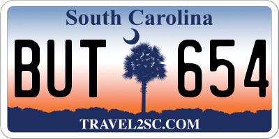 SC license plate BUT654