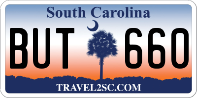 SC license plate BUT660