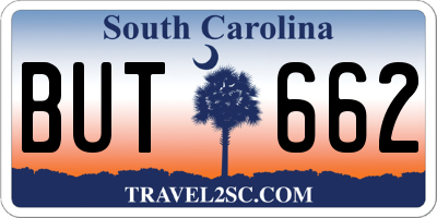 SC license plate BUT662