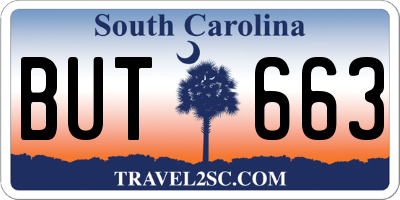 SC license plate BUT663