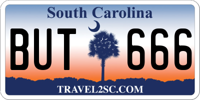 SC license plate BUT666