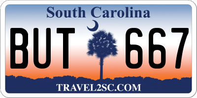 SC license plate BUT667