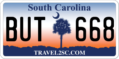 SC license plate BUT668