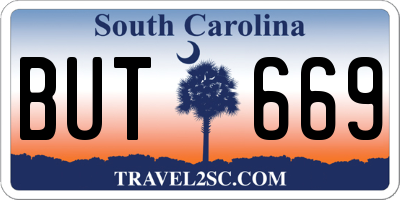 SC license plate BUT669