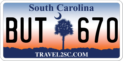 SC license plate BUT670