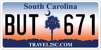 SC license plate BUT671