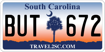 SC license plate BUT672