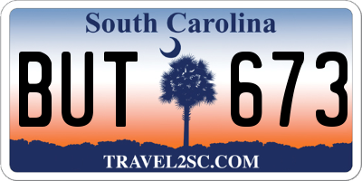 SC license plate BUT673