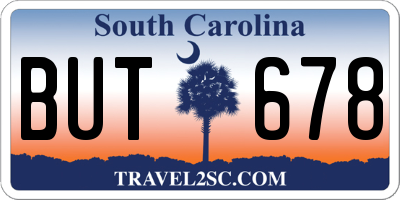 SC license plate BUT678