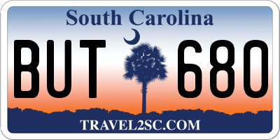 SC license plate BUT680