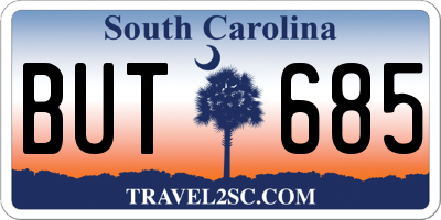 SC license plate BUT685