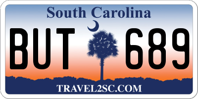 SC license plate BUT689