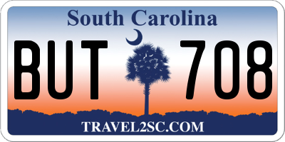 SC license plate BUT708