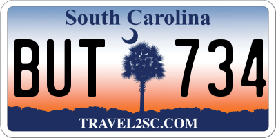 SC license plate BUT734
