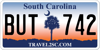 SC license plate BUT742